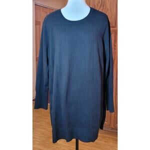 J Jill Womens Sweater XL Black LS Scoop Neck Lagenlook Minimalist Y2K Mature